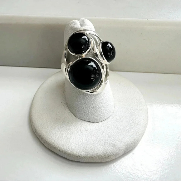 NWOT Large Sterling Silver Onyx Ring - Picture 1 of 7
